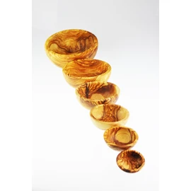 Olive Wood Nesting Bowls, Set of 6, Wood, Grain/Natural, 15 x 15 x 6 cm