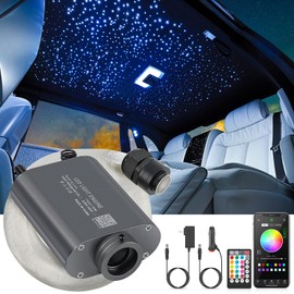 SUNKENET 16W Starlight Headliner Kit, Star Lights for Car Roof&Home Decoration, Fiber Cable 450pcs of(0.03+0.04+0.06in)*9.8ft RGBW Star Light Headliner with Bluetooth APP/Remote/Music Mode