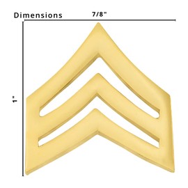 Smith & Warren 1"H Sergeant Chevrons Collar Brass Rank Insignia Gold Finish Police Military Uniform pin