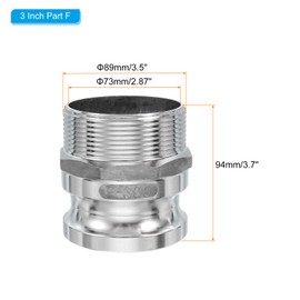 PATIKIL 2 Pack 3" Aluminum Cam Lock Fittings - Male Adapter x Female NPT Thread, Quick Disconnect Coupling Cam Lock Hose Fitting, Corrosion Resistant (Part F Cam Groove Type)