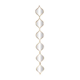 Deco 79 Metal Room Wall Mirror Slim Stacked Chain 6 Layer Entryway Mirror with Tear Drop Pattern, Wall Mounted Mirror 6" x 1" x 51", Gold
