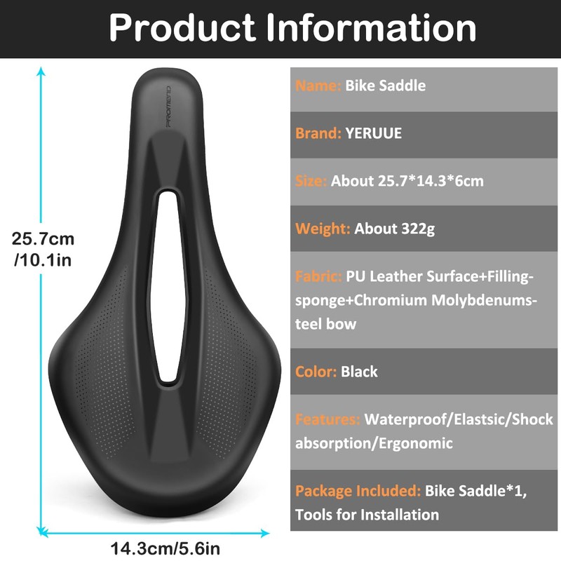 YERUUE Bicycle Saddle Men and Women Ergonomic MTB Bicycle Saddle