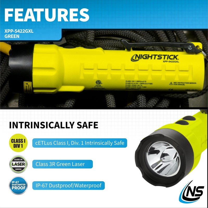 Nightstick XPP-5422GXL Intrinsically Safe Flashlight w/Green Laser - 3 AA