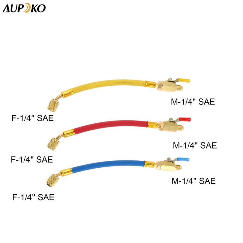 R134A R410A R22 R12 Charging Hoses and Ball Valve Set,