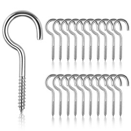20Pcs M5 x 65 Screw Hooks Stainless Steel Ceiling Cup Hooks Metal Screw-in Hook Heavy Duty Ring Screw Self Tapping Hanging Hooks Open Eye Hooks for Home, Office and Outdoor Use