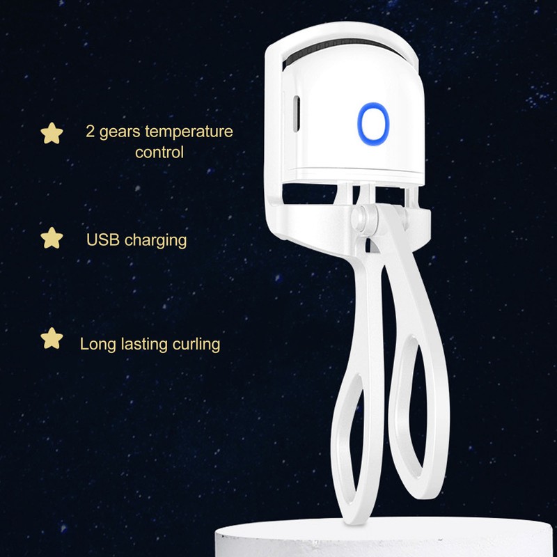 Heated Eyelash Curler USB Chargeable Long Lasting Mini Portable White