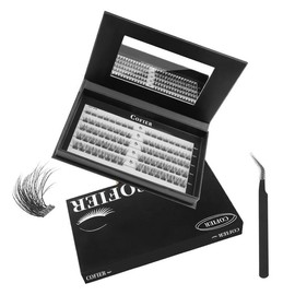 „ÄêHot Style„ÄëCofier No Glue Lash Kit Medical Jelly Adhesive Self Adhesive Individual Eyelashes, Easy Makeup Application with Tweezers (80/100/160 Pcs):_3 Style Box