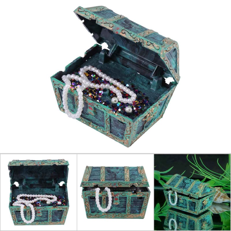 Aquarium Treasure Box Decorative Underwater Jewelry Box Ornament Fish Tank