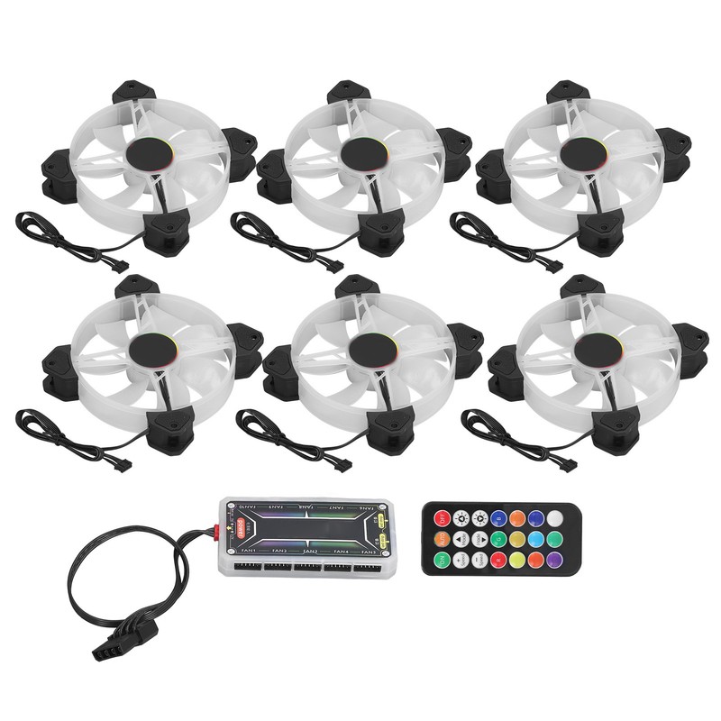 6pcs Computer Case Fan 120mm Ultra Quiet Adjustable Color RGB