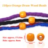 110Pcs Orange Painted Maple Wood Beads 10mm Large Hole Round