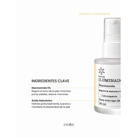 Sérum Facial Iluminador con Niacinamida 5%, Seborregulador y Antioxidante, 30 ml