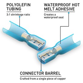 200PCS Heat Shrink Female Spade Connectors - Sopoby Electrical Spade Terminals - Heat Shrink Wire Connectors Crimp Connectors - 16-14 AWG