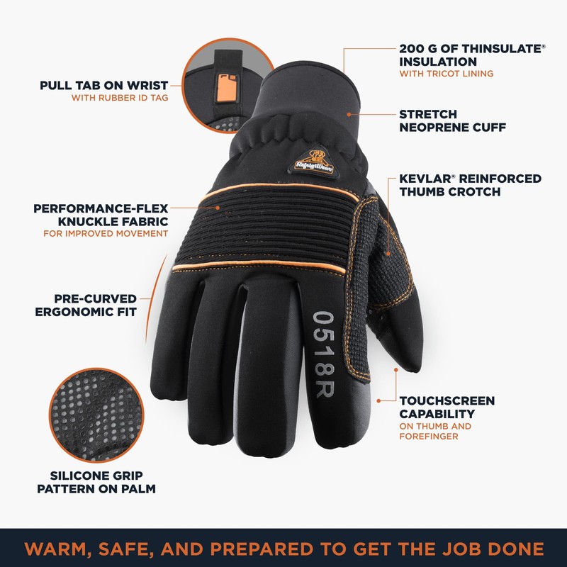 RefrigiWear Thinsulate Insulated PolarForce Gloves with Grip Assist and Performance