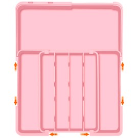 Spaclear Silverware Organizer Expandable Silverware Drawer Organizer Adjustable Drawer Organizer, Flatware Cutlery Tray for Spoons Forks Knives Kitchen Organizers Storage,Pink