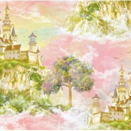 3 Wishes Fabric Princess Dreams By 3 Wishes Pink Castle In The Sky Cotton Fabric by The Yard