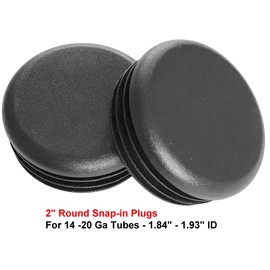 SBD (4 Pack) - 2" Round Black Plastic Tubing Plug, 2 Inch End Cap - Steel Furniture Pipe Tube Cover Insert | Fencing Post - End Caps for Fitness Equipment (14-20 Ga - Grip Range 1.840"-1.930" ID)