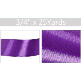 Purple Satin Ribbon 3/4 Inch x 25 Yards, Purple Fabric Ribbon for Gift Wrapping, Craft, Bows Making, Wreaths, Bouquets, Sewing, Baby Showers and Wedding Party Decoration