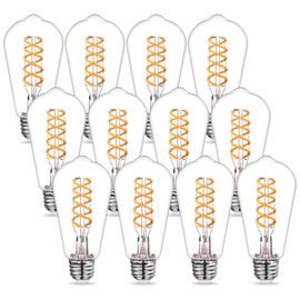 ST58 (ST19) LED Edison Bulbs 60 Watt Equivalent, CRI 80+, Shatterproof High Brightness Soft White 2700K Dimmable Antique LED Filament Bulbs, E26 Medium Base, 12 Pack