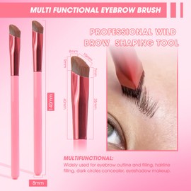 2PCS Multi-function Eyebrow Brush Make Hair Like Strokes at All, Eye Brow Concealer Contour Brush, Professional Square Angled Eyebrow Brush for Eye Brow Makeup