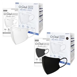 KF94 Crystal 2D Bird-Beak Mask - 100 Individually Wrapped Pieces (White/Black) Domestic Black