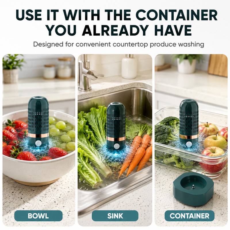 Rechargeable Fruit & Vegetable Cleaning Device IPX7 Waterproof USB Produce
