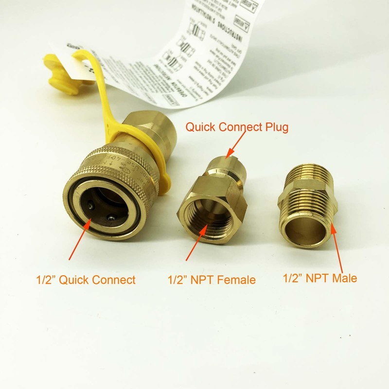 GRILLJOB 1/2" Gas Quick Connect Kit, Disconnect Connector with Female