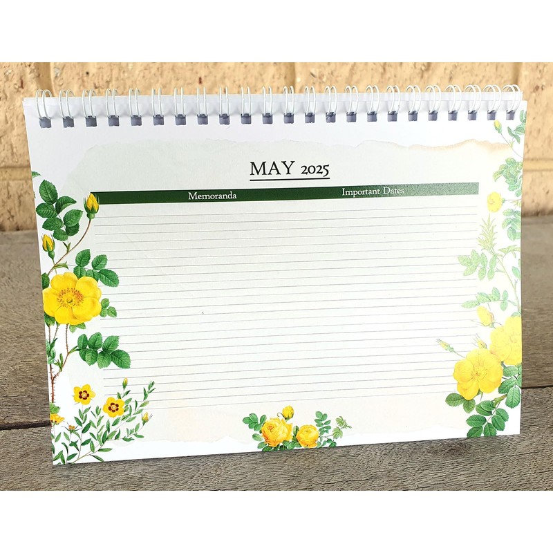 Desktop Calendar for 2025 ~ Radiant Roses: Featuring Elegant Yellow