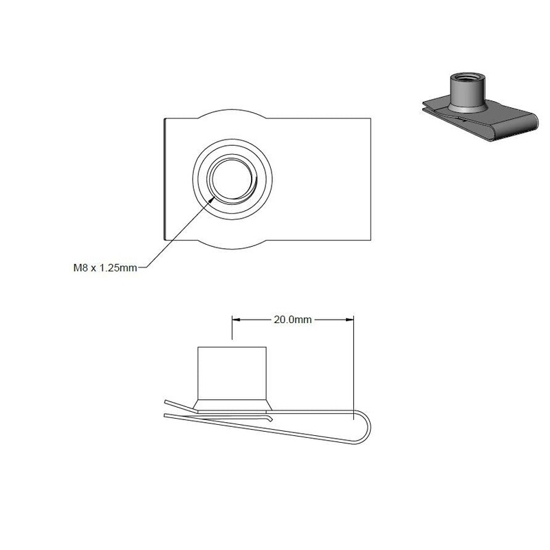 M8 Long Stainless Steel U -Style Clip-On Nut,U-Type Fasteners (Pack