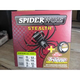 SpiderWire Stealth HVY Braid Fishing Line 15 LB 125 YDs + 25 YDs Fluoro Leader