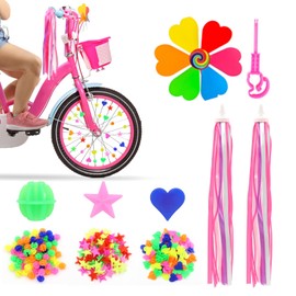 ZOCONE 210 Pieces Accessories for Bicycle, Kids, Beads, Spokes, Bicycle, Handlebar, Streamer, Tassel, Windmill, Banderoles for Handle, Bike, Tassels, Scooter, Kids, Spoke Clips for Bicycle