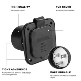 Rnigs 15 Amp Flanged Inlet 125V, RV Shore Power Inlet Plug NEMA 5-15 with Waterproof Cover #2 Pole 3-Wire for RV Marine Boat Enclosed Trailer