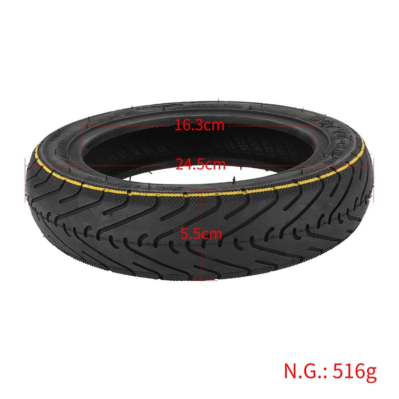 LHROPA 60/70-6.5 10-inch Rubber Explosion-proof Tubeless Tire + Straight nozzle