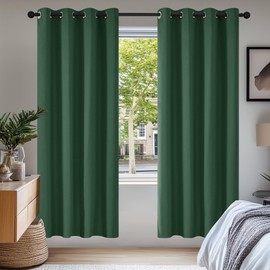Deconovo Deconovo Home Decorative Blackout Curtains Thermal Insulated Curtains Energy Saving Eyelet Curtains for Living Room Forest Green W55 x L69 One Pair
