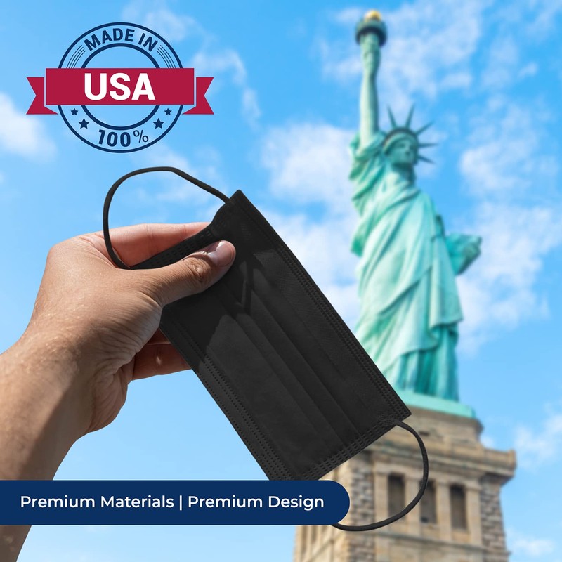 Liberty Masks [50-Pack] Made in USA | Black | 3