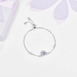 KINGWHYTE Claddagh Bracelet 925 Sterling Silver Celtic Knot Birthstone Bracelets Irish Celtic Jewellry for Women Birthday Anniversary Christmas Gifts for Friends Sister