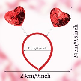 SeBneny Red Heart Headband Sequined Valentine's Day Headband Heart Head Boppers Headbands Red Hair Band Hair Hoop Love Shaped Headpieces Party Hair Headwear Accessories for Holiday Festival Wedding