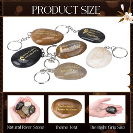 Yuntau 36 Pcs Memorial Stones Keychains River Stone Key Rings Inspirational River Stone Key Chain Bulk Engraved in Loving Memory Funeral Favor Celebration of Life Decoration for Bereavement Gift