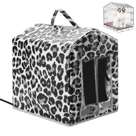 Heated Cat House for Outdoor Cats in Winter, Petfactors Cat House, Elevated & Weatherproof, Warm Cat Shelter with Cat Heating Pad Bed, Indoor/Outdoor House for Feral Barn Cat Puppy