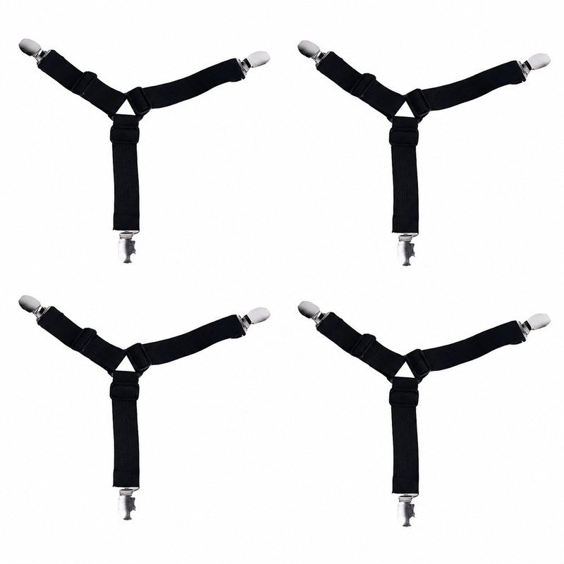 4-Piece Bed Sheet Grippers for Secure Sheet Fit - Adjustable