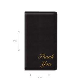 Risch Double Panel Check Presenter, Padded Vinyl with 2 Pockets, Credit Card Holder and “Thank You” Imprinted in Metallic Gold, Black, 5” x 9” (Pack of 12)