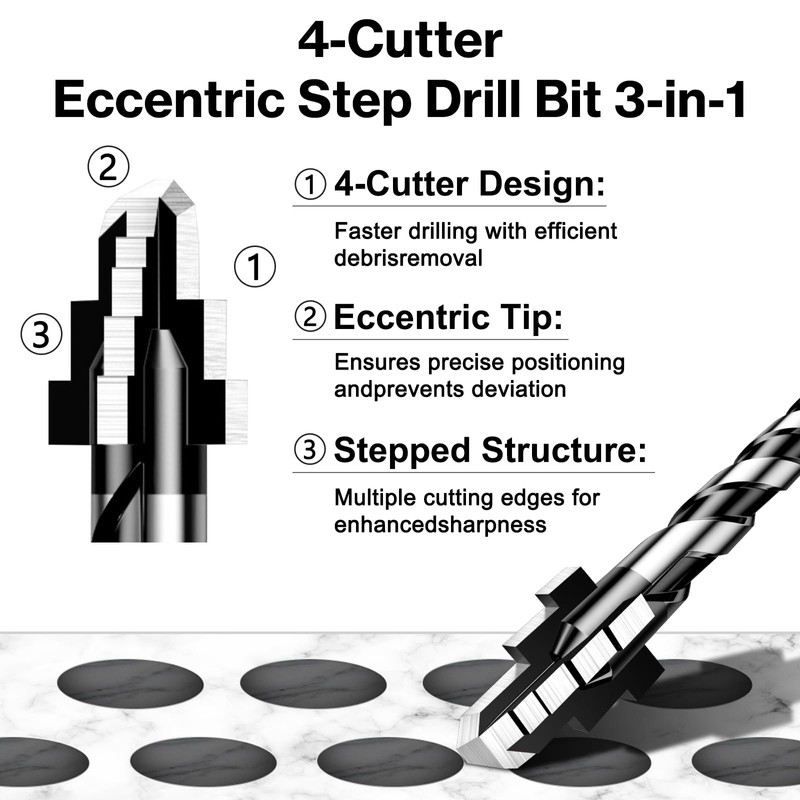 Lytool Tungsten Carbide Porcelain Tile Drill Bits Set with 1/4"