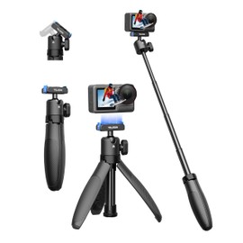 TELESIN Mini Extension Rod for DJI Osmo Action 5 Pro/4/3, Tripod Mount, Magnetic Quick Release, 360° Rotation, Vertical Shooting Support, 40cm Selfie Stick, Monopod, Desktop Tripod, Lightweight