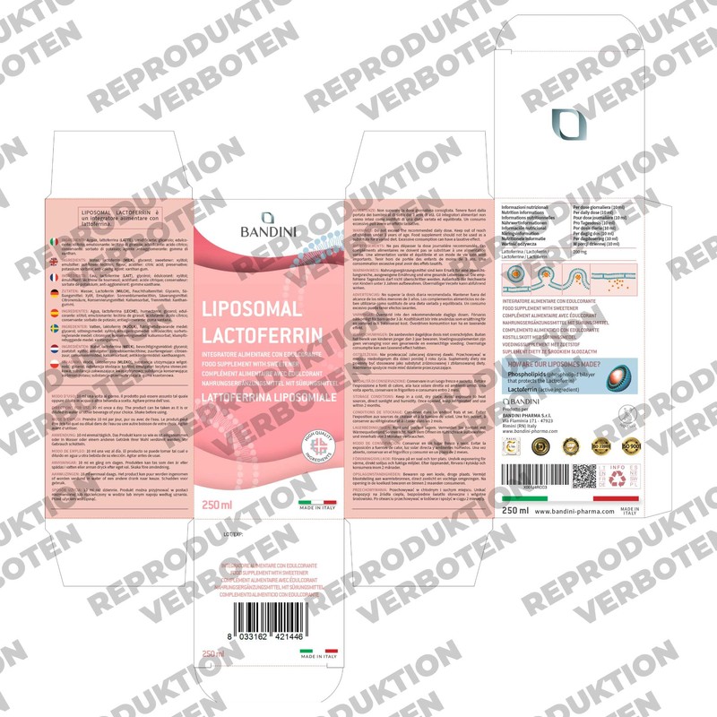 Bandini Lactoferrin Liposomal | 200 mg Liposomal Lactoferrin per Dose