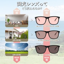 Feisedy B2296 Sunglasses, Polarized, Dimmable, Men's, Women's, Color Lens, Discoloration, Stylish, Lightweight, Popular, UV400, Driving, Fishing, Sports Sunglasses, UV Protection, Unisex