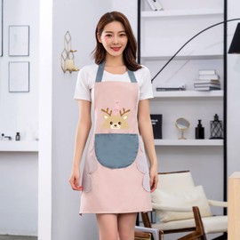 Forreen 3 Packs Aprons for Women with Pockets Waterproof Oil Proof Kitchen Apron Fashion Cute Cooking Apron Comfortable Chef Apron with Wipeable Cloth for Home Kitchen, Restaurant, Coffee house