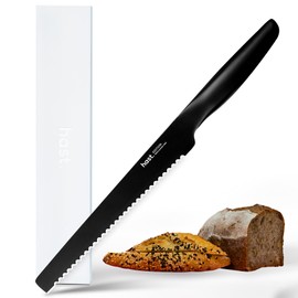 HAST Edition 8-Inch Serrated Bread Knife, Ultra-Sharp Professional Bread Slicing Knife, Advanced Powder Steel, Lightweight, Comfortable Ergonomic & Award-Winning Design (Titanium Black)