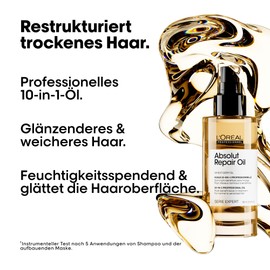 L'Oréal Professionnel Nourishing Leave-In Oil for Normal and Damaged Hair, with Wheat Germ Oil, Expert Series, Absolut Repair 10-in-1 Oil, 90 ml
