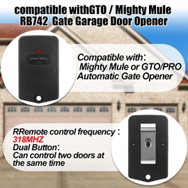 Kingdder 3 Pieces Dual Button Gate Opener Remote Compatible with Mighty Mule(FM134), 318mhz Garage Door Remote Control Compatible with GTO RB742 Gate Openers Transmitter with Visor Clip, Black