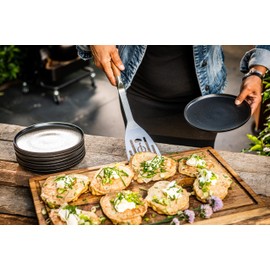 Forged BBQ Spatula, Spatula, for Turning and Serving, Olive Wood Handle