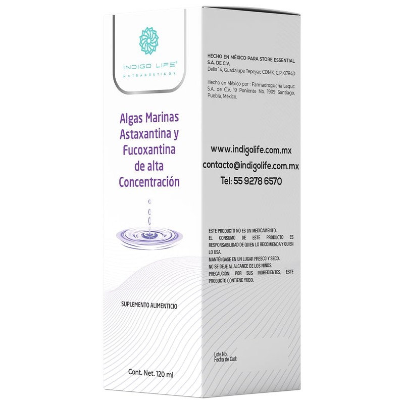 INDIGO LIFE NUTRACEUTICOS Algas Marinas Astaxantina y Fucoxantina de Alta